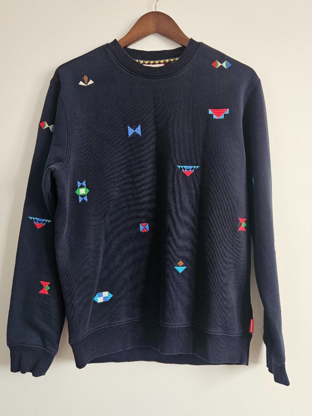 Scotch & Soda Blue S Small Sweater Crew Neck Embroidered Preppy